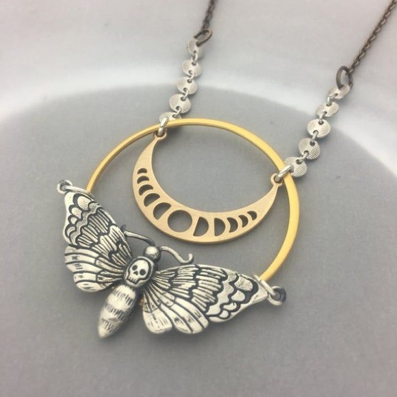 Jewelry - NEW Death’s Head Moth Moon Phase Necklace